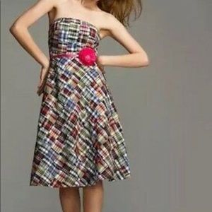 Strapless J. Crew Plaid Patchwork Dress